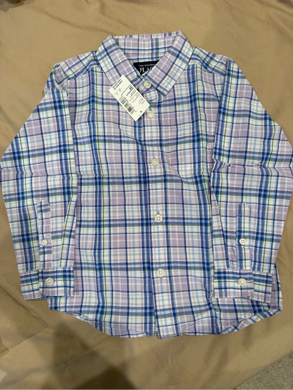The Children's Place Lavender & Blue Plaid Button-Down Shirt